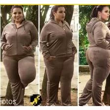 Conjunto De Plush Plus Size P Ao G3 Casaco + Calça Gordinha