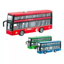 Colectivo Juguete Luz Sonido Bus Micro Fricción Escala 1:16 Color Rojo