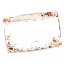 Bloco Planner Mesa A4 Planejamento Semanal Anotações Floral