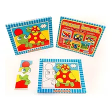 Juego Mini Puzzle Rompecabezas De Madera 3 En 1 Hasta 6 Pzs