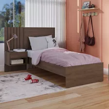 Cama Solteiro Com Mesa De Cabeceira Zaya 100% Mdf