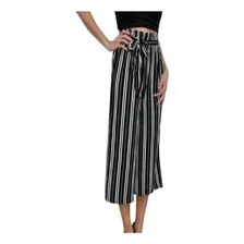 Calça Feminina Pantacourt Pantalona Listrada