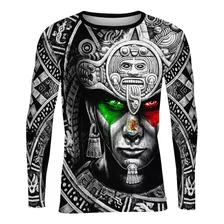 Playera Manga Larga Sublimada Full Guerrero Azteca