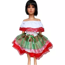 Vestido Niña Fiestas Patrias 15 De Septiembre Tricolor Mod2