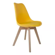 Cadeira De Jantar Empório Tiffany Saarinen Base Wood, Estrutura De Cor Amarelo, 1 Unidade