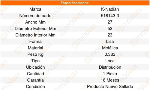 Polea Guia Distribucion 960 L6 2.9l 90_97 K-nadian 8595004 Foto 3