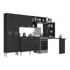 Cozinha C/ Mesa Dobrável Paris Multimóveis Mp2042 Preta Cor Preto