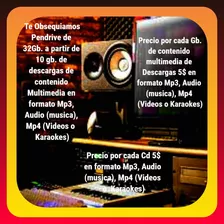 Grabaciones Contenido Multimedia(audio/video)mp3, Mp4 5$x Gb