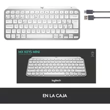 Teclado Bluetooth Logitech Master Series Mx Keys Mini Qwerty Español Color Gris Pálido Con Luz Blanca