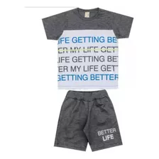 Conjunto Infantil Menino Camiseta E Bermuda Hrradinhos