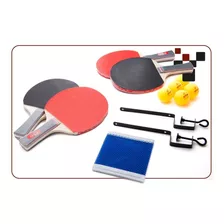 Kit Tenis Ping Pong De Mesa 4 Raquetes, 5 Bolas E Rede