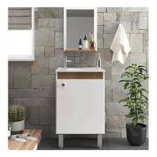 Mueble De Baño Con Patas 1 Puerta Bacha Y Espejo Mdf Muebles Web