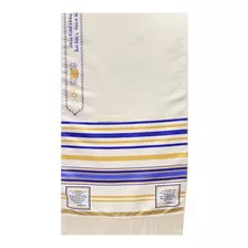 Estola Sacerdotal Talit Messiânico Nacional Azul C/ Dourado