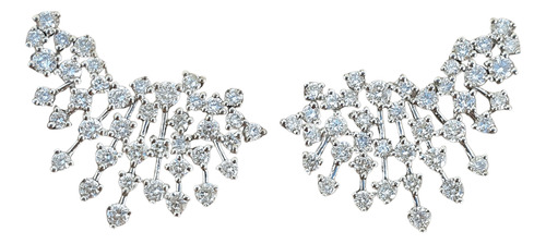 Brinco Ear Cuff De Diamantes 1,66ct Em Ouro 18k 750 Branco