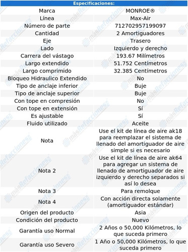 Par Amortiguadores Trasero Max-air Super Deluxe 47-48 Monroe Foto 3