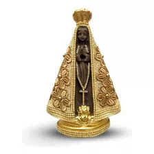 Imagem De Nossa Senhora Pequena Estilizada Barroca Luxo 25cm Cor Marrom-escuro