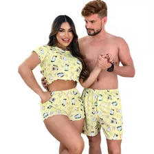 Kit Pijama Casal Pijama Feminino Adulto + Samba Canção