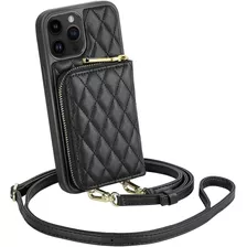 Funda Compatible Con iPhone 14 Pro Max Tarjetero Con Cadena