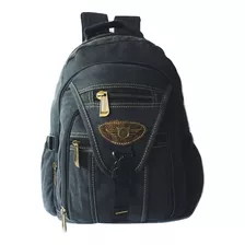 Mochila Bolsa Escolar Lona Tecido Resistente Lona Jeans 