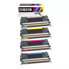 Kit 4x Cores Toner Compatível C748 C748h1kg C746 X746 X748