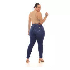 Calça Jeans Skinny Plus Size Feminina Cintura Alta Abertura 