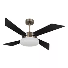 Ventilador De Teto Volare Bronze Vidro Plano Pás Tech Preta