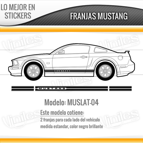 Par De Stickers, Viniles Franjas Laterales Para Ford Mustang Foto 5