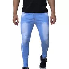 Calça Masculina Jeans Com Rasgos Estica Lycra Top Varias Cor