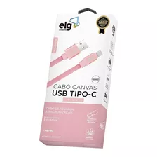 Cabo ELG Usb Tipo-c Tecido Canvas Reforçado 1m Cnvc10pk Cor Salmão