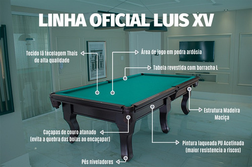 Mesa de Bilhar Luis XV - Nelson Bilhares