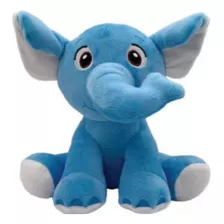 Bicho Pelúcia Zoo Animais Grande 35cm Unik Toys Cor Azul Elefante