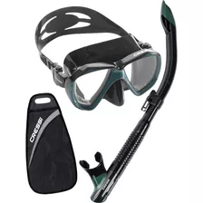 Combo Cressi Visor Ranger & Snorkel Tao Snorkeling Y Buceo Color Negro/verde