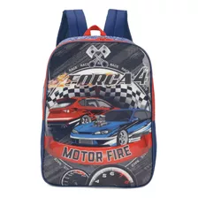 Mochila Escolar Para Costas Infantil Carros Corrida Força 4 Cor Azul-escuro