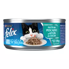 Alimento Felix Filetes Para Gato Adulto Sabor Pescado, Atún Y Salsa En Lata De 156g