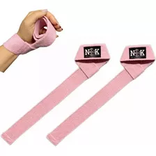 Tala Straps Algodão Musculação Academia Strap Levantar Peso Cor Rosa