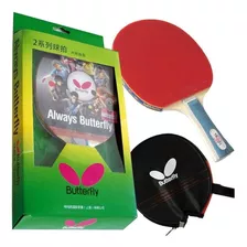 Raquete De Ping Pong Butterfly Bty 201 Preta/vermelha Fl (côncavo)