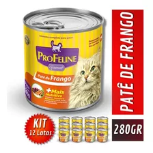 Kit 12 Latas Ração Úmida Para Gatos Patê De Frango 280gr