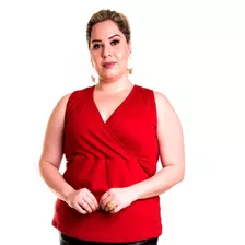 Roupa Feminina Plus Size Regata Alça Larga Transpassada