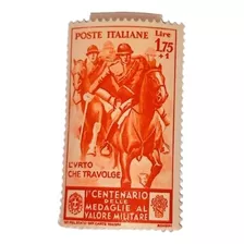 Estampilla Italia 1934 Medalla Al Valor Yt 354 1.75+1 Lira