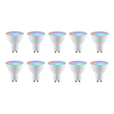 10 Ampolletas Inteligentes Rgb Multicolor + Blancos Gu10 9w