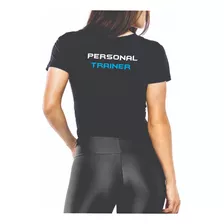 Camiseta Baby Look Personal Trainer Blue Dry Fit Academia