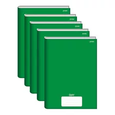 Kit 5 Cadernos Brochura Grande Capa Dura 96 Folhas Cor Verde