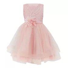 Vestido Para Niña De Capas De Tul Con Flores Y Destellos