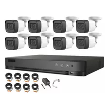 Hikvision Kit 8 Cámaras De Seguridad Real 4k Metálicas Exterior Ip67 Modelo Hik5mpslq-kit(b)8ccc Con Micrófono Circuito Cerrado Cctv Color Blanco Hik5mpslq-kit(b) Alta Resolución