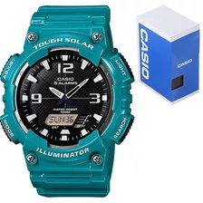 Reloj Casio Aqs810 Turquesa Brillante Solar Sumergible 