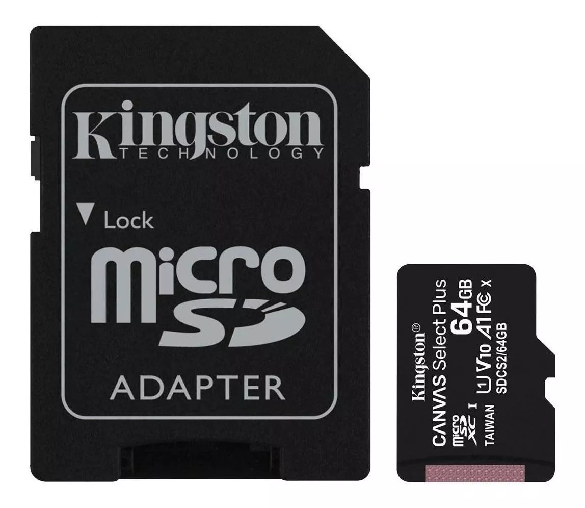 Cartão De Memória Kingston Sdcs2  Canvas Select Com Adaptador Sd 64gb