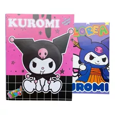 10 Libros Colorear Kuromi Fiesta + 10 Cajas Crayolas