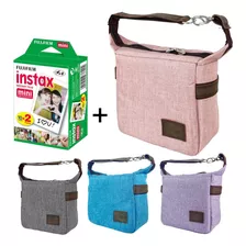 Bolsa Bag Para Câmera Instax Mini 9 E Mini 11 + 20 Filmes Cor Rosa