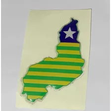 Adesivo Resinado Mapa Com Bandeira Do Piauí 9x6 Cm