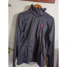 Campera Spx Gris Topo Con Naranja Mujer 44 Capucha Bolsillos